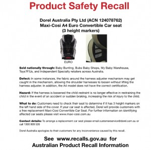 dorel australia maxi cosi recall