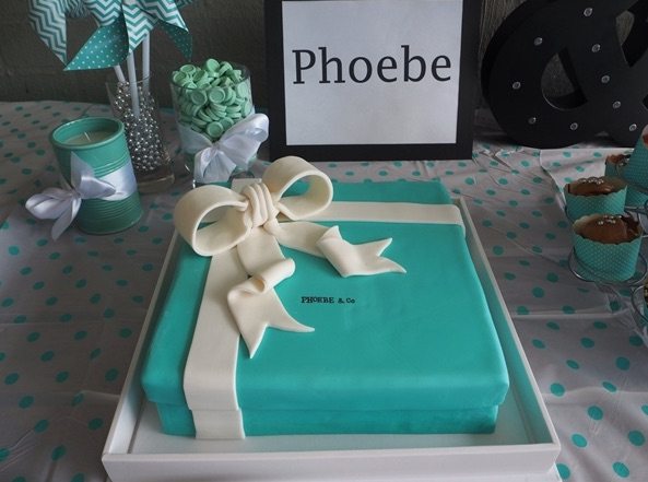 Tiffany and Co. Box Cake personalized with my daughter's name Phoebe & Co.